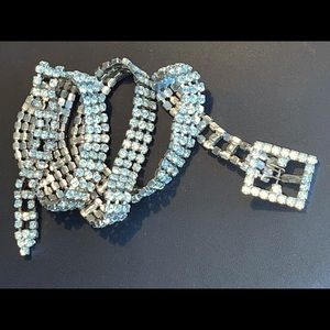 Luxurious Vintage Rhinestone Foil Back c 1940's Long Belt - Sparkles